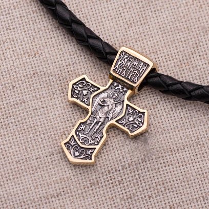 Срібний хрест з позолотою 132398 №5