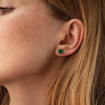 Золотые серьги-пусеты с ониксом с06404 №4