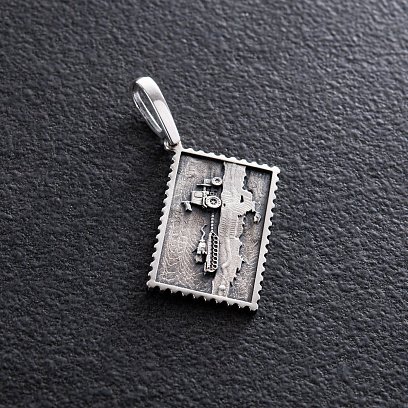 Срібний кулон "Герой на тракторі. Слава Україні" 1005 №4