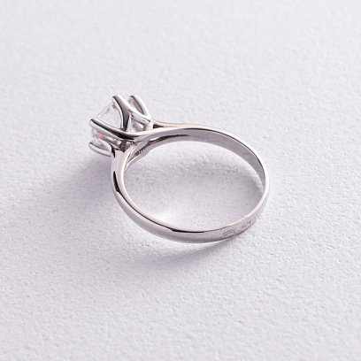 Заручальна каблучка з білого золота з фіанітом к03097