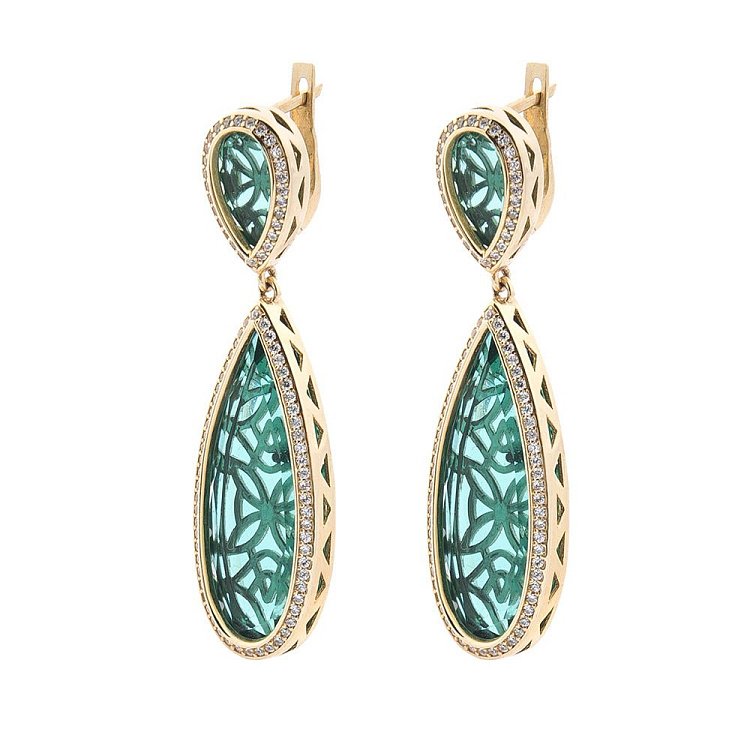 Золоті сережки з фіанітами с03545 від ювелірного магазину Онікс - 1