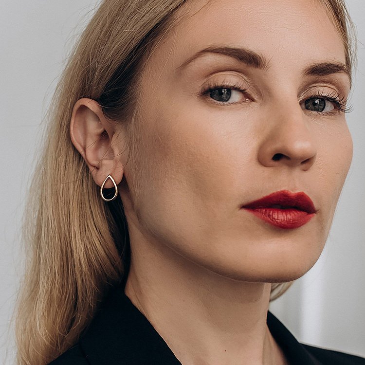 Сережки-пусети "Великі крапельки" в жовтому золоті 1.7*1.2 см с06316 від ювелірного магазину Онікс - 8