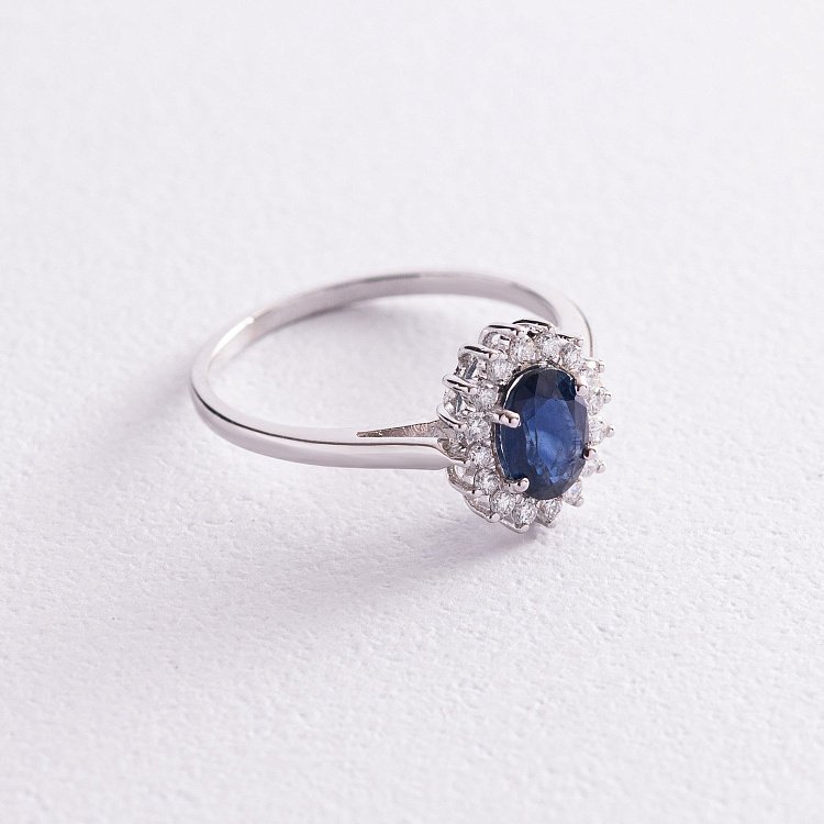 Золотое кольцо с бриллиантами и сапфиром кб0384 от ювелирного магазина Оникс - 4