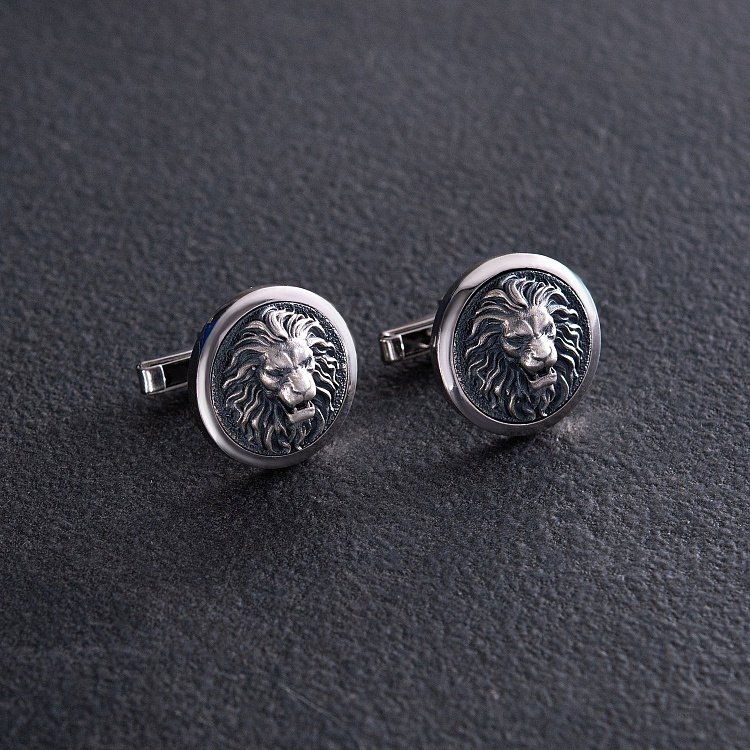 Серебряные запонки "Дикий лев" 25074 от ювелирного магазина Оникс - 2