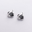 Срібні сережки "Клевер" (онікс) 123422 от ювелирного магазина Оникс - 1