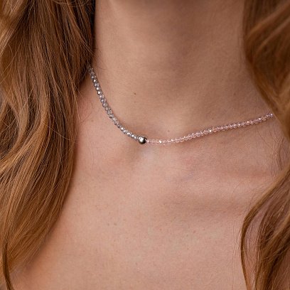 Серебряное колье "Шарик" с хрусталем 908-01487 №2