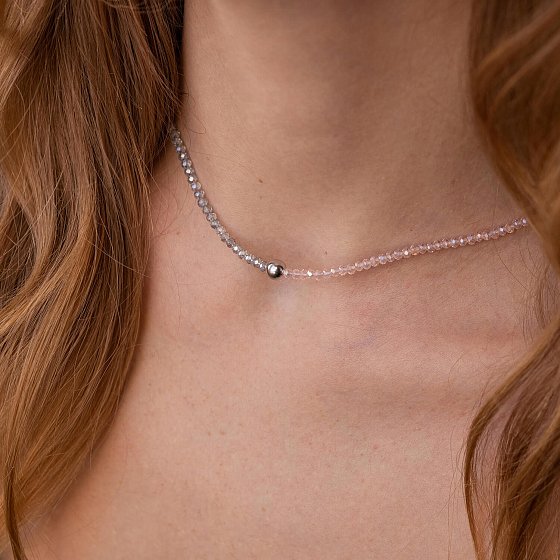 Серебряное колье "Шарик" с хрусталем 908-01487 №2