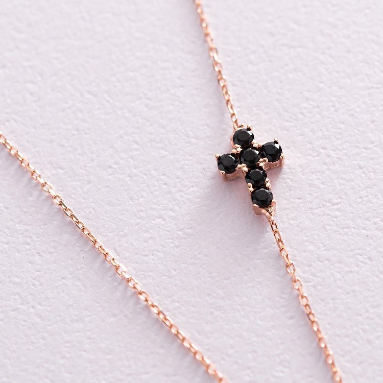 Золотое колье с крестиком (фианиты) кол02111 от ювелирного магазина Оникс - 3