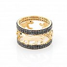 Золотое кольцо "Тигр" (черные фианиты) к05618 от ювелирного магазина Оникс - 1