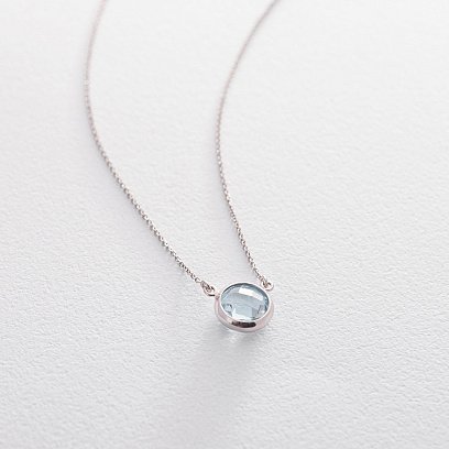 Золоте кольє з блакитним топазом кол01325