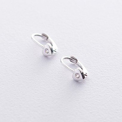 Детские золотые серьги "Сердечки" с фианитами с06222