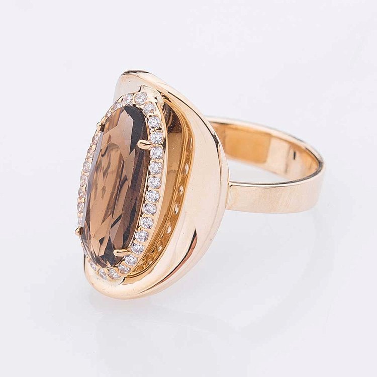 Золота каблучка з фіанітами к04363 від ювелірного магазину Онікс - 2