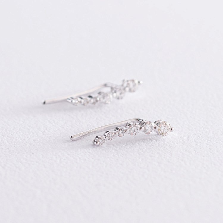 Золотые серьги - клаймберы (бриллианты) 102-10030b от ювелирного магазина Оникс - 3