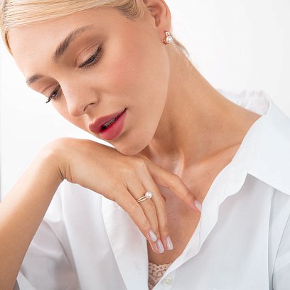 Золоті сережки (перли і фіаніти) с04993 №4