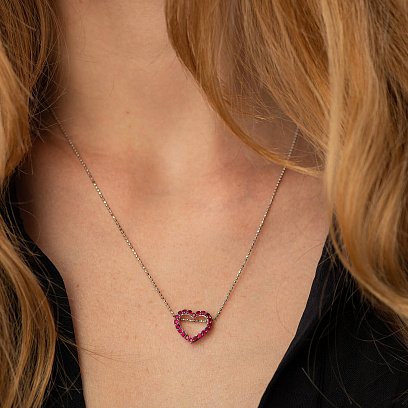 Золотой кулон "Сердечко" с рубинами пб0321nl №5