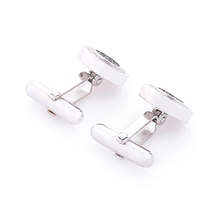 Срібні запонки з фіанітами 25072 від ювелірного магазину Онікс - 1