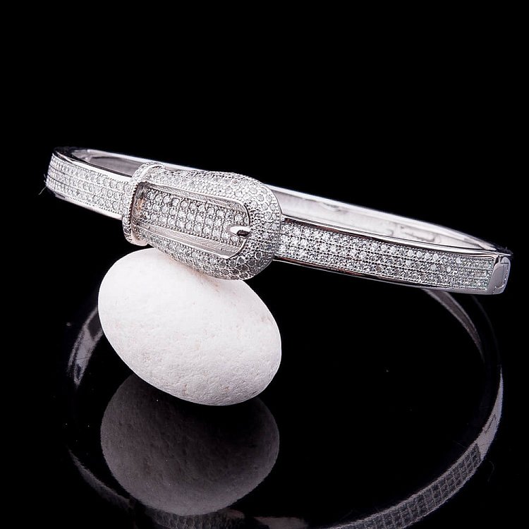 Серебряный браслет "Ремень" с фианитами 14917 от ювелирного магазина Оникс - 3