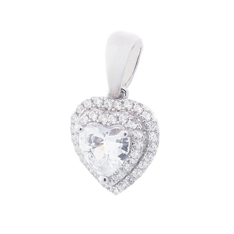 Серебряная подвеска "Сердечко" с фианитами 132690 от ювелирного магазина Оникс