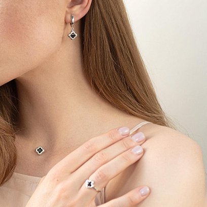 Золоте кольє на лісці "Конюшина" (фіаніт) кол01142 №2