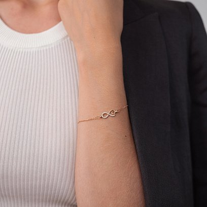 Браслет "Нескінченність" у червоному золоті (фіаніти) б05097 №6