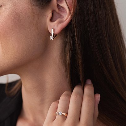 Помолвочное золотое кольцо с фианитом к03947 №8