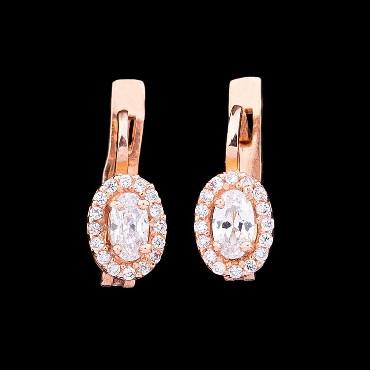 Золотые серьги с фианитами с02632 от ювелирного магазина Оникс - 3