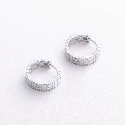 Серьги - кольца "Love" в белом золоте с09702 №2