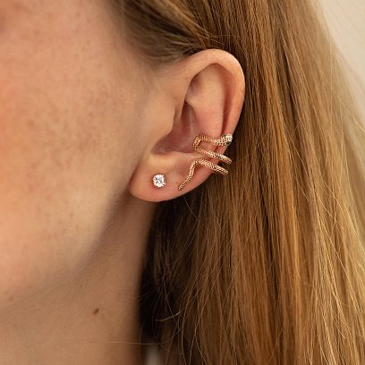 Сережки - пусети "Сердечки" у червоному золоті (фіаніти) с06034 №2