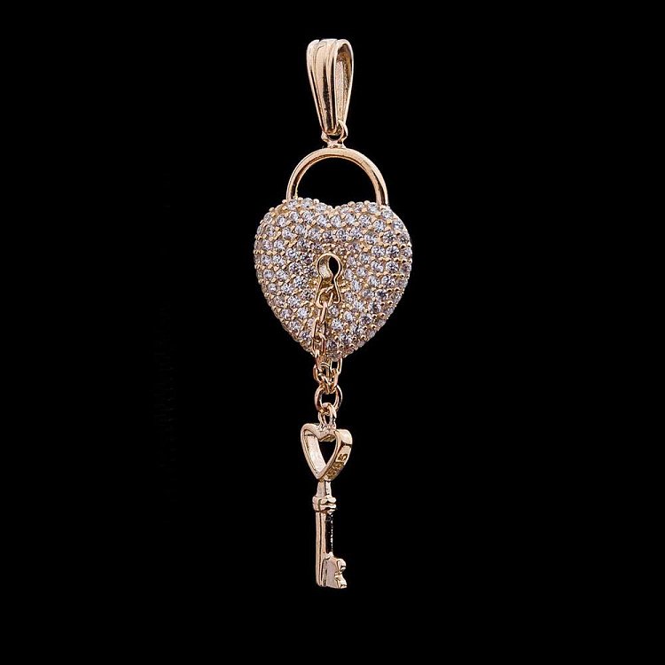 Золота підвіска "Серце і ключик" з фіанітами п02444 від ювелірного магазину Онікс - 3