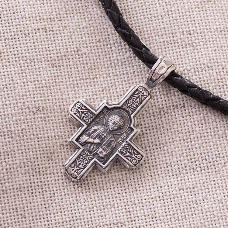 Серебряный православный крестик " Господь Вседержитель. Великомученик Пантелеимон Целитель" 131922 от ювелирного магазина Оникс - 8