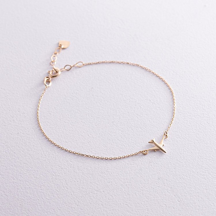 Браслет "Самолетик" в желтом золоте б04576 от ювелирного магазина Оникс