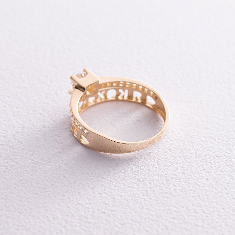 Помолвочное кольцо "Я кохаю тебе" в желтом золоте (фианиты) к07141 - 4 Помолвочное кольцо "Я кохаю тебе" в желтом золоте (фианиты) к07141 от ювелирного магазина Оникс - 4