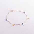 Золотой браслет "Украинка" (синие и желтые фианиты) б05116 от ювелирного магазина Оникс