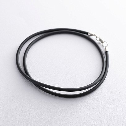 Каучуковый шнурок с гладкой серебряной застежкой (3мм) 18079