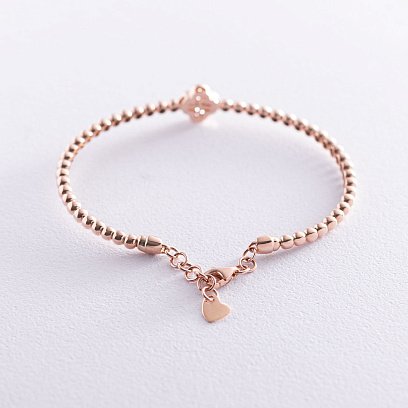 Золотой браслет "Клевер" (фианит) б04138 №4