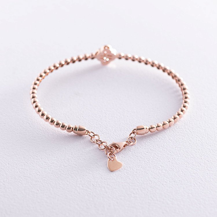 Золотой браслет "Клевер" (фианит) б04138 от ювелирного магазина Оникс - 3