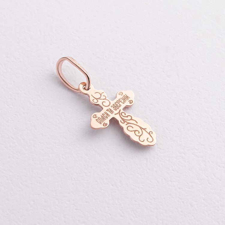 Золотий хрестик "Розп'яття. Спаси і Збережи" 210200 від ювелірного магазину Онікс - 1