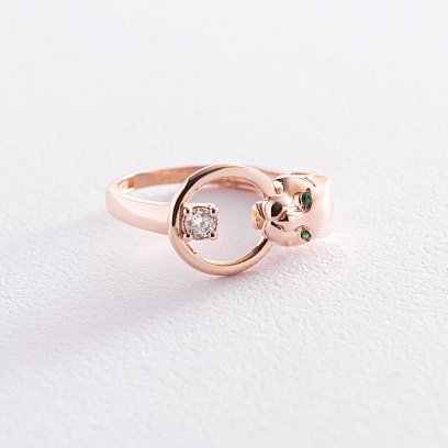 Каблучка "Пантера" в червоному золоті (фіаніти) к06842 №4