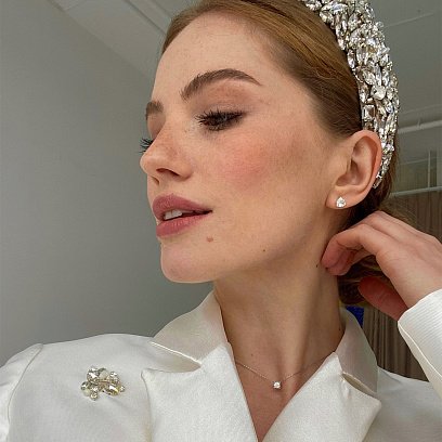 Золотое колье с фианитом кол01488 №2