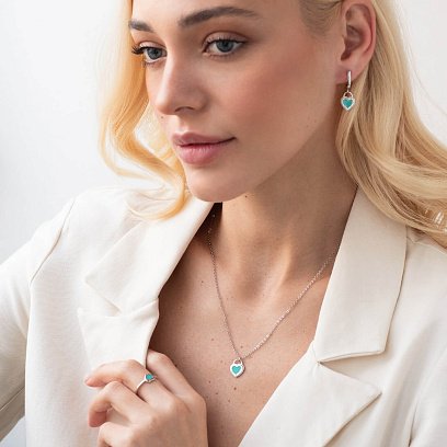 Серебряное колье "Сердечко" с эмалью 181192 №3