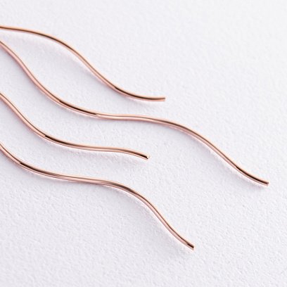 Серьги - протяжки "Завиток" из красного золота с00945 №3