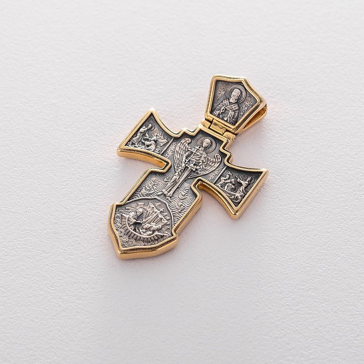 Срібний хрест з позолотою "Розп'яття. Ангел Хранитель" 131416 від ювелірного магазину Онікс - 6