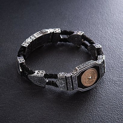 Серебряный браслет "Армянская Звезда" (эбеновое дерево) 817