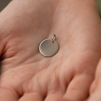 Кулон для гравировки в белом золоте (14 мм) п03519 №8