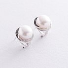 Золоті сережки (перли, діаманти) E25986C от ювелирного магазина Оникс