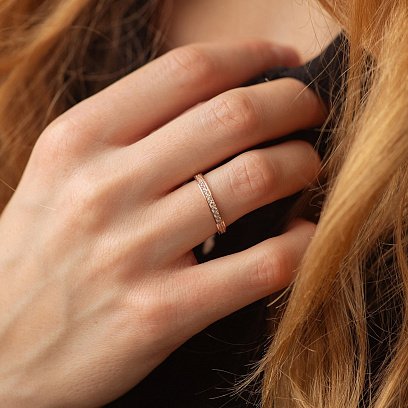 Каблучка з доріжкою фіанітів (червоне золото) к08014 №2