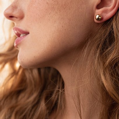 Сережки - пусети "Кульки" у жовтому золоті (0.8 см) с08056 №5