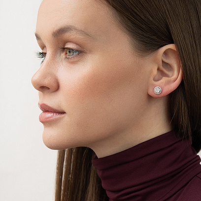 Золотые серьги - пусеты с бриллиантами сб0616cha №6