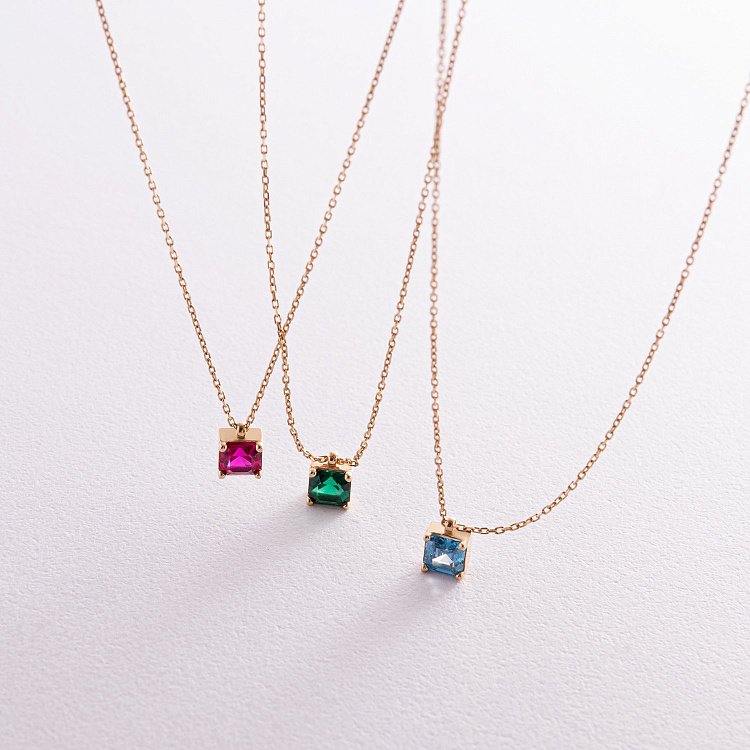 Золотое колье "Альма" (зеленый фианит) кол02368 от ювелирного магазина Оникс - 11