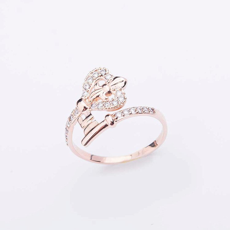 Золотое кольцо "Ключик" с фианитами к1011 от ювелирного магазина Оникс - 2